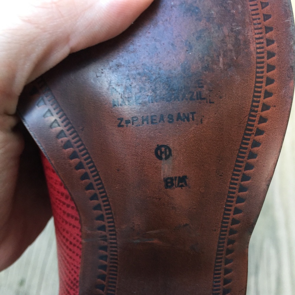 Vintage Leather Cowboy Boots Red and Black - Picture 5 of 6